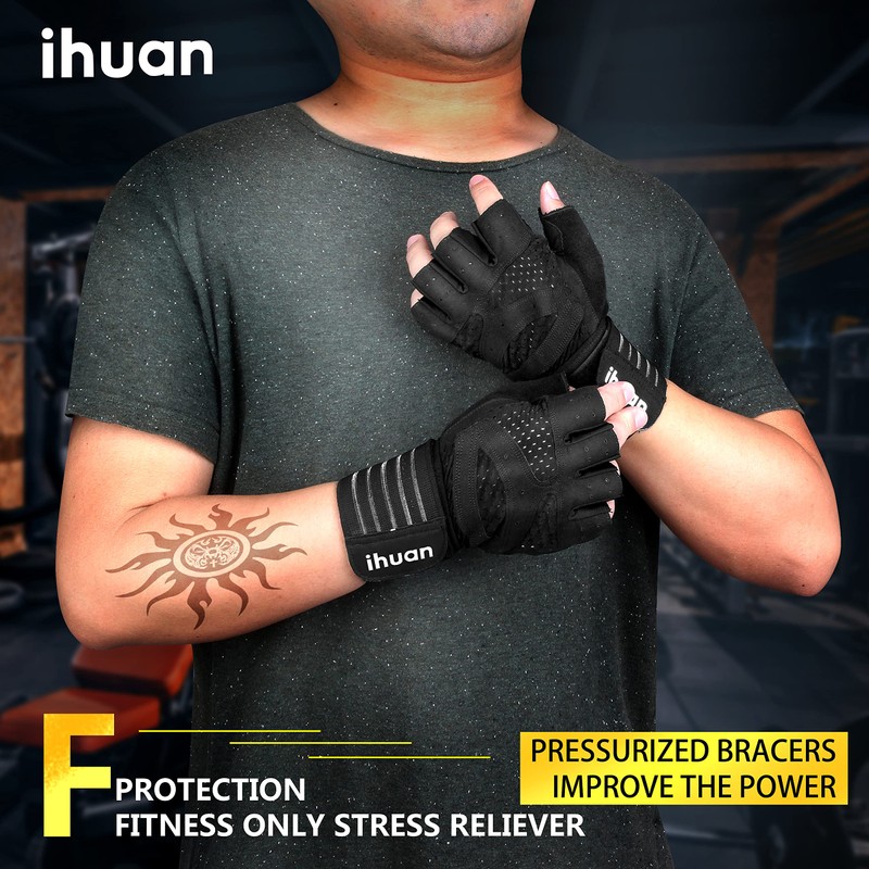ihuan (X-Small) Ventilated Weight Lifting Gym Workout Gloves with Wrist
