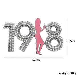 ALPHA Letter Sorority 1908 Girl Rhinestone Metal Brooch White Imitation Pearl Jewelry Pin