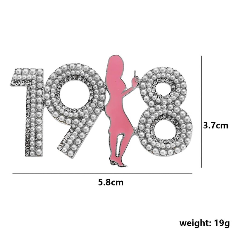 ALPHA Letter Sorority 1908 Girl Rhinestone Metal Brooch White Imitation