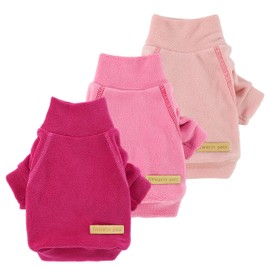 Fitwarm 3 Pack Classic Fleece Dog Sweater, Turtleneck Dog Sweatshirt, Dog Winter Clothes for Small Dogs Girl, Pet Pullover Jumper, Cat Apparel, Pink, Rose, Baby Pink, XXL