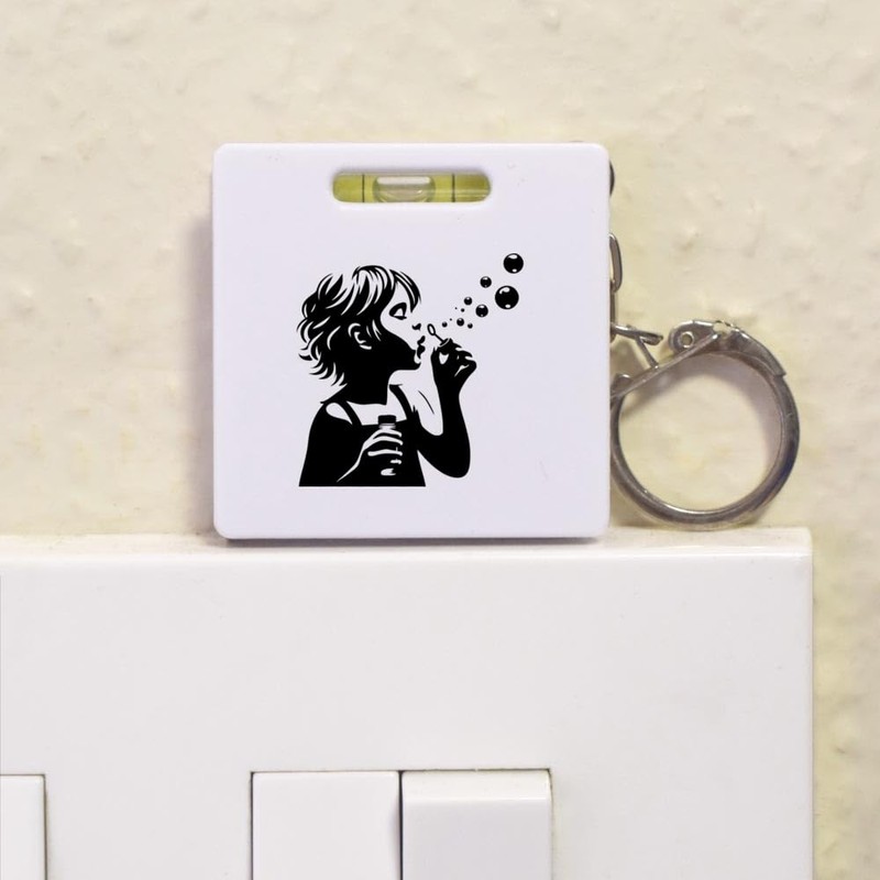 Azeeda 'Blowing Bubbles' Keyring Tape Measure/Spirit Level Tool (KM00038448)