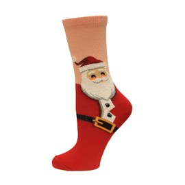 Hot Sox Kids' Fun Holiday Crew Socks-1 Pair Pack-Cool Festive Boys and Girls Gifts-Christmas and More, Fuzzy Santa (Blush), Large-X-Large