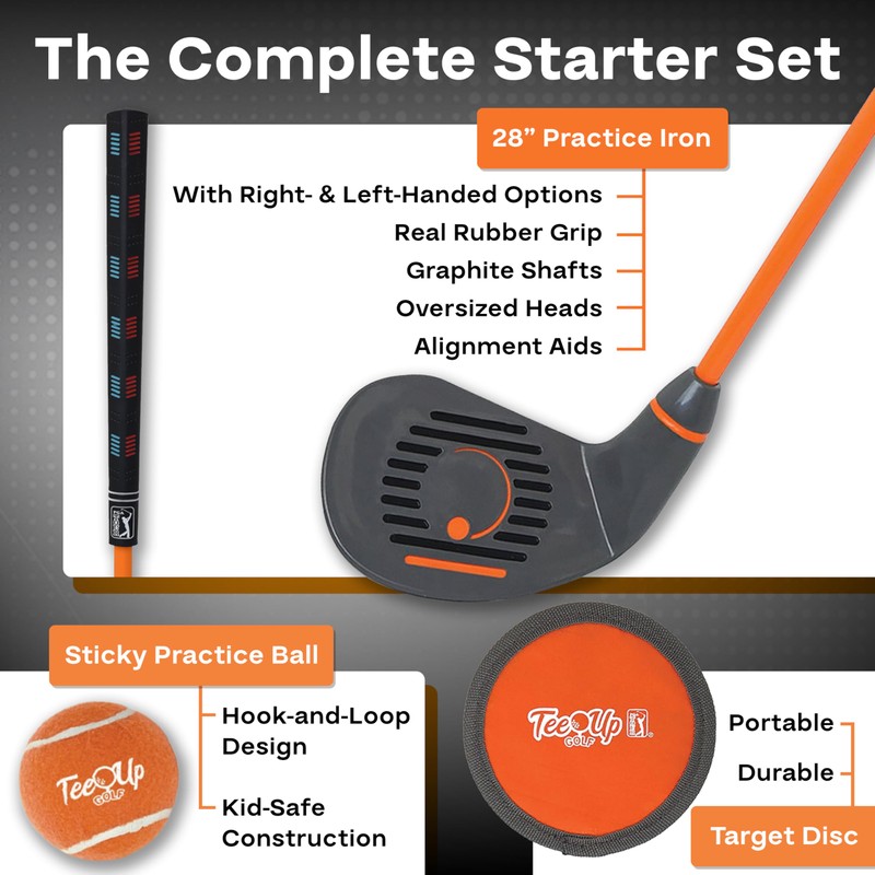 GOLFGEN | PGA Tour Tee-Up 3-Piece Set, Medium, Orange, Right