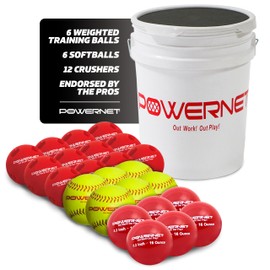 PowerNet Crushers, Practice Balls & Weighted Balls, Softball Hitting Trainer for Improved Speed, Power & Coordination, Batting Practice Softballs 24PK