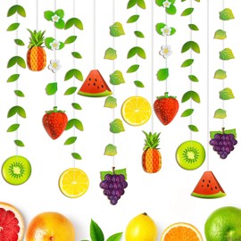 SONGTIY 12PCS Fruit Banner, Summer 3D Fruit Decorations Garland, Twotti Frutti Hanging Backdrop Decora for Themed Birthday Baby Shower Party Supplies