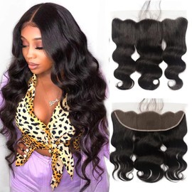 13x4 Ear To Ear Lace Frontal Body Wave HD Lace Closure Human Hair 180% Density Natural (13x4 Body Wave, 14 Inch)