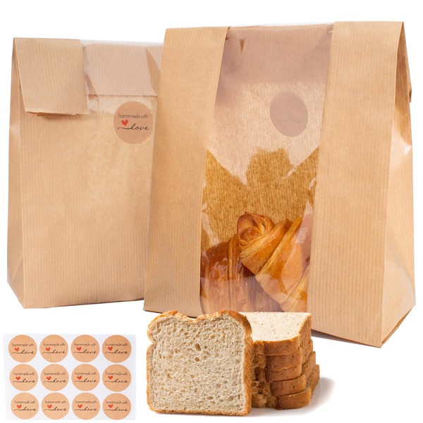 SUNPRO 35 Packs Paper Bread Bags for Homemade Bread, Sourdough