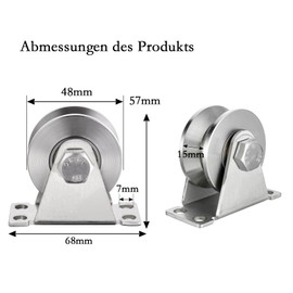 KCNOFNC Pulley with 2 Ball Bearings, 304 Stainless Steel Fitness Pulley, 48 mm V Type Pulley for 12 mm Ropes, Steel Cable, Load Capacity 500 kg, Pack of 1