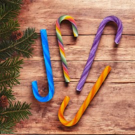 MIJOMA Zuckerstangen 12er-Set | Weihnachtsdeko & Geschenkanhänger | Christbaumschmuck | 12 cm große Candy Canes (Gemischte Früchte)