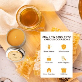 DEYBBY Pure Beeswax Emergency Candle Set of 4 - Natural Honey Scented Travel Tin