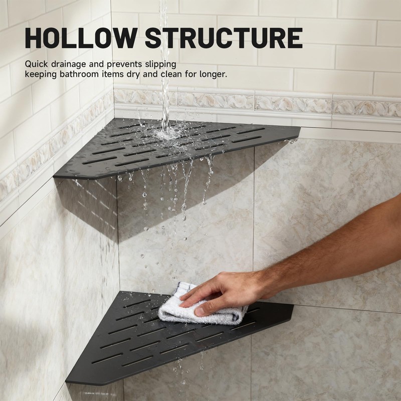 Matte Black Shower Corner Shelf 10-inch 2 Pcs Wall Mount