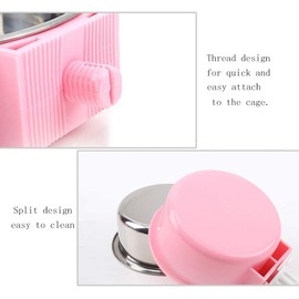 Pet Hanging Bowl 2-in-1 Removable Stainless Steel Food Hanging Bowl for Puppy/Cat, Andiker Pet Bowl Hanging Cage Large Water Food Feeder for Dogs Cats (Small, Pink)