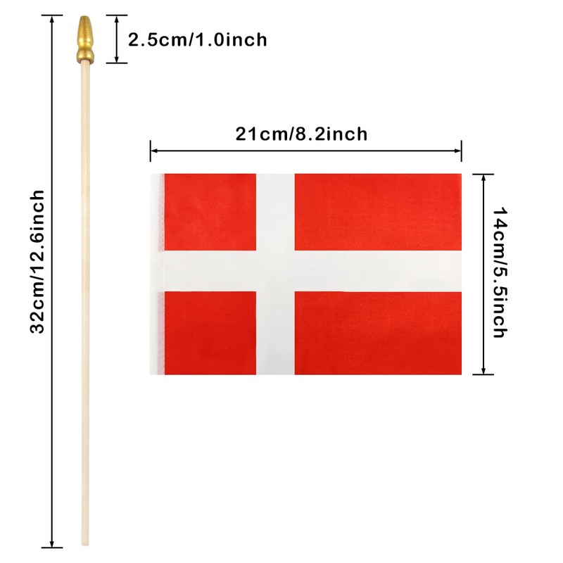 QQSD Denmark Small Flag Danish Dane Stick Mini Hand Held