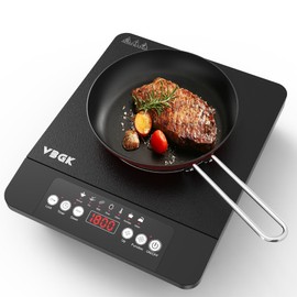 VBGK Single Burner Induction Cooktop,1800W Portable Induction Cooktop,110V Hot Plate with LCD Sensor Touch, 7 Temp Levels up to 518°F, Safety Lock, 4-Hour Timer, 9 Heat-Resistant Cooking