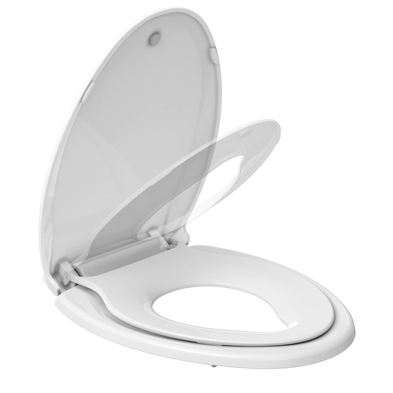 Toilet Seats Elongated, Toddler Potty Training Seat Built-In, Quiet-Close Lid,