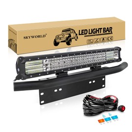 SKYWORLD LED Light Bar, 23" 570W Spot Flood Combo Beam Work Driving Lamp with License Plate Mounting Bracket Holder 12V Toggle Switch Wiring Harness Kit for Auto Truck Car ATV SUV 4X4 Offroad
