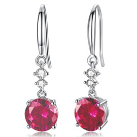 Earrings 925 Silver Hanging Silver Earrings Long Drop Earrings Women's Earrings Cubic Zirconia Birthday Gift Wedding Jewellery, Sterling silver, zirconia, Ruby, zirconia
