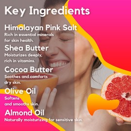 Shea Butter Himalaya Pink Salz Körperpeeling mit Zitronenduft 500g - Ideal für Hände, Körper und Füße, Feuchtigkeitsspendend, Weichmachend, Klärend für ein Jugendliches Aussehen