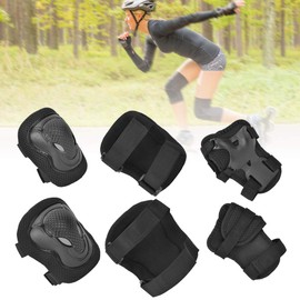 DAUERHAFT Gear Set, Adjustable Thickened Roller Skate Gear, 3 in 1 Knee Pads Elbow Pads Gloves with, for Adult Skateboarding Inline Roller Biking Roller(Black)