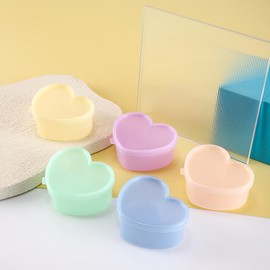 WXOIEOD Set of 5 Valentines Container, Plastic Heart Containers for Valentines Day, Heart Shaped Condiment Containers with Lids, heart Shape Salad Dressing Food Dipping Sauce Cups for Bento Lunch Box