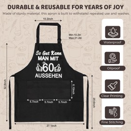 Bafiwu Funny BBQ Apron for Men, Cooking Apron Black, Gift for 30/40/50/60/70th Birthday, 60s, One size fits all