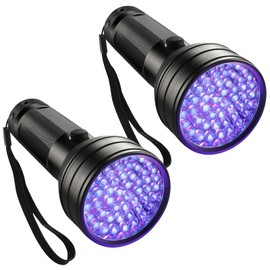 Pack of 2 UV Black Light Torch with 51 LEDs, UV Torch, UV Lamp, Amber Search, UV Torch Amber, UV Light Lamp Pets Urine Detector, Money Tester