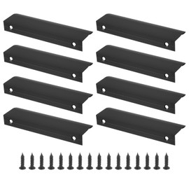 PATIKIL Montage Finger Edge Pull, 8er Pack 120mm/4,72" Aluminiumlegierung Verdeckte Griffe Schrankkanten-Ziehgriffe mit Schrauben für Zuhause Küchenmöbel Türschublade, Schwarz