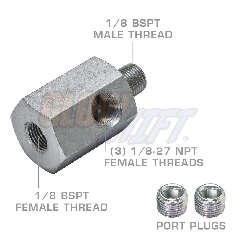 GlowShift 1/8 BSPT Male to 1/8-27 NPT Female Hex Universal