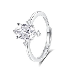 Engagement Rings for Women, Sheborn Eternal Love Series Wedding Ring with 1.5 CT Pear Shaped Moissanite Diamond, 925 Sterling Silver 18K White Gold Plated VVS1 D Color