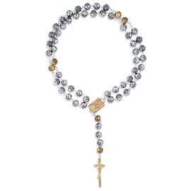 Sorrowful Mother Rosary with Rosette Beads and Gold-Tone Accents
