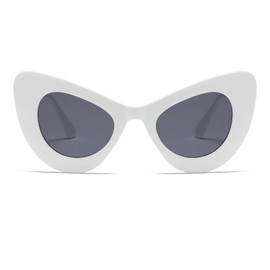 LJCZKA Trendy Cat Eye Sunglasses Womens, Vintage Round Cat Eye Sunglasses Womens Cute Sun Glasses for Party Beach Holiday