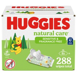 Huggies Natural Care Sensitive Baby Wipes 288 Count Unscented Plant Based Wipes