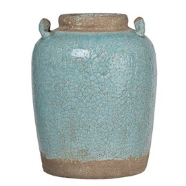 A&B Home Candia Ceramic Vase, Pale Turquoise, 11 by 14-Inch