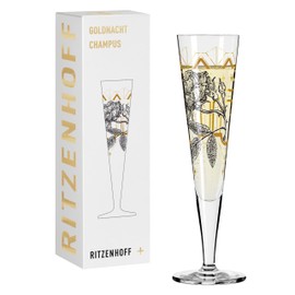 RITZENHOFF Goldnacht No. 29 1071029 Champagne Glass 200 ml Rose Garden Motif with Real Gold Made in Germany