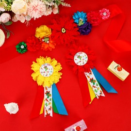 JOYMEMO Mexican Fiesta Baby Shower Maternity Sash Kit, Taco About A Baby Shower Belly Belt and Mom to Be & Dad to Be Corsage Pins, Pregnancy New Parents Photo Props Fiesta Themed Party Supplies