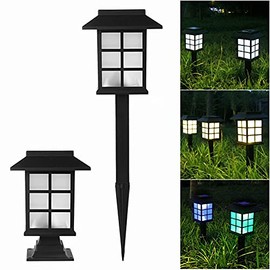 Paquete de 2 luces solares 2 en 1 grandes para exteriores, luces solares de camino, impermeables, color blanco, luces solares para jardín, césped, pat