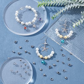 PH PandaHall 80pcs 304 Stainless Steel Bails Beads 4 Styles Roundelle Barrel Large Hole Hanger Links Connectors with Charm Loop for Snake Chain European Bracelet Pendant, 2~4mm Hole