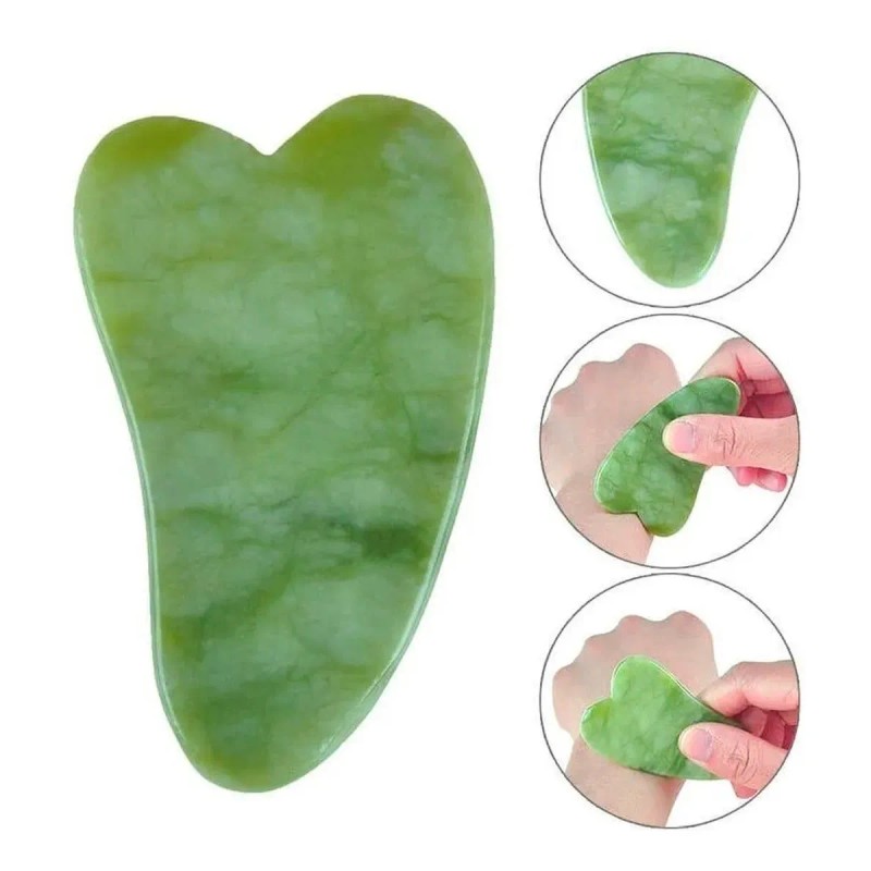 Kit Rodillo Y Gua Sha De Jade +cepillo Facial +antifaz