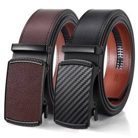 BELTROAD Ratchet Belts for Men- 2-Pack Men‘s Ratchet Adjustable Click Slide Belts for Dress Casual 1 3/8" Leather Belt Gift