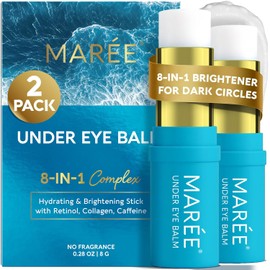 MAREE Blsamo hidratante para debajo de los ojos, paquete de 2 unidades con retinol, cafena, abrillantador para mujeres mayores, crema de colgeno para 