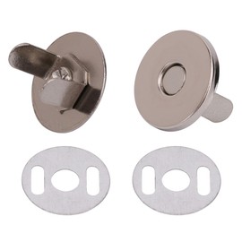 Trimming Shop 14mm Silver Magnetic Press Stud Clasps for Leather Craft, Lightweight Snap Fasteners for DIY Projects, Purses, Bags & Crafts with Two Metal Backing Washers, Pack of 20