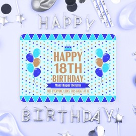 Placemats Pack of 12 - 18th Birthday Place Mats Paper Table Decorations Tableware for Parties - Disposable Card Table Mats - Happy Birthday Placemat A4 Size 21 x 29.7 cm - Looks Great - Blue