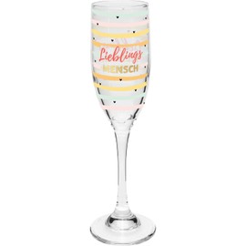 GRUSS & CO Champagne glass with "human" motif, printed Secco glass, height 22.3 cm, 20 cl, gift for birthday, Valentine's Day, 47825