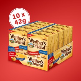 Werther's Original – 10 x 42g Box – Zuckerfreie Sahnebonbons mit leckerem Karamellgeschmack