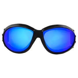 Global Vision Eliminator G-Tech Dirt Bike Motorcycle Goggles Black Frames Blue Mirror Lens