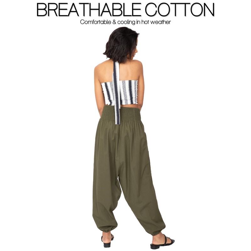likemary 2 en 1 Algodón Harén Pantalones o Bandeau Jumpsuit,