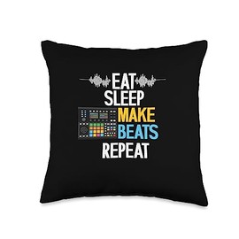 Eat Sleep Make Beats Beat Maker Producer Gift Eat Sleep Make Musician Beat Maker | Producer Throw Pillow, 16x16, Multicolor