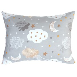 Toddler Pillowcases 13x18 Grey - Cotton Toddler Pillowcase Star Moon, Toddler Star Pillowcase Boy, Mini Travel Pillow Case Cover - Grey Moon Stars