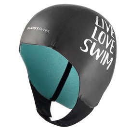 BUDDYSWIM Neoprene Swimming Cap 2 mm Open Water Swimming with Velcro Fastening - Size M