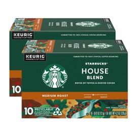 Starbucks Coffee Company Starbucks House Blend Coffee K-Cup Pods, Medium Roast Ground Coffee K-Cups for Keurig Brewing System, 100% Arabica Coffee, 10 CT K-Cups/Box (Pack of 2 Boxes)